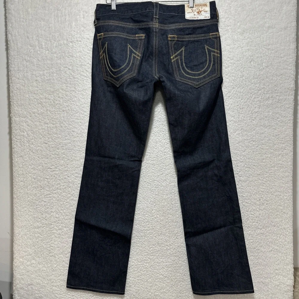 Vintage True‎ Religion Jeans Bobby QT Blue Dark Wash Size 33 Made In USA